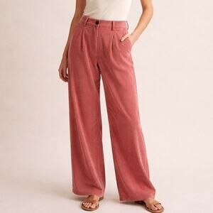 OFFON Deep Rose Luna Wide-Leg Corduroy Trousers NWT
